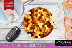 Bee Car Coaster - Honey Bee Coaster PNG Sublimation Product Image 1