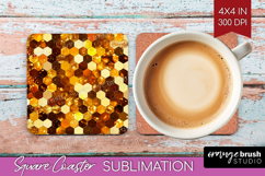 Bee Square Coaster - Honey Bee Coaster PNG Sublimation Product Image 1