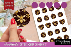Bee Round Sticker - Honey Bee Printable Sticker Sheet Product Image 1