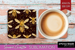 Bee Square Coaster - Honey Bee Coaster PNG Sublimation Product Image 1