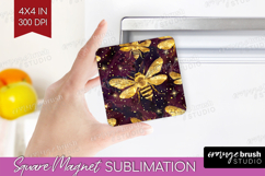 Bee Magnet Sublimation - Honey Bee Square Magnet PNG Product Image 1