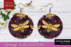 Bee Round Earrings - Honey Bee PNG Sublimation Product Image 1