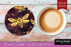Bee Round Coaster - Honey Bee Coaster PNG Sublimation Product Image 1