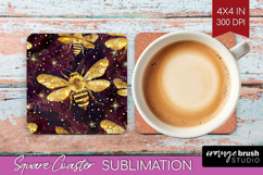 Bee Square Coaster - Honey Bee Coaster PNG Sublimation Product Image 1