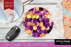 Bee Car Coaster - Honey Bee Coaster PNG Sublimation Product Image 1