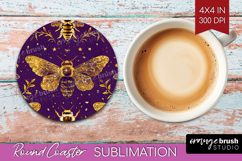 Bee Round Coaster - Honey Bee Coaster PNG Sublimation Product Image 1