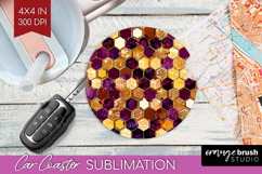 Bee Car Coaster - Honey Bee Coaster PNG Sublimation Product Image 1
