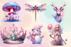 Pink Christmas Fairy Set Sublimation Clipart, Pink Christmas Product Image 3