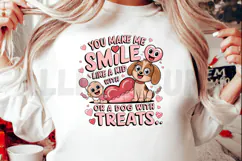 You Make Me Smile Cute Dog And Baby With Treats Illustration Product Image 2