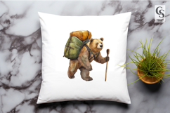 Watercolor Camping Bear Clipart Sublimation PNG Product Image 2