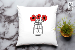Red Flowers in Mason Jar Clipart Sublimation PNG Product Image 3