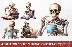 Skeleton Coffee Sublimation Clipart Product Image 1