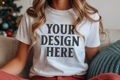 Christmas Bella Canvas 3001Silver Shirt Mockup ,Trandy Product Image 1