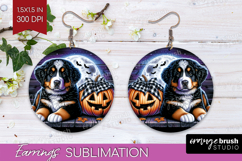 Bernese Mountain Dog Round Earrings Halloween PNG Product Image 1