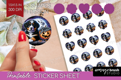 Bernese Mountain Dog Round Sticker Halloween Printable Sheet Product Image 1