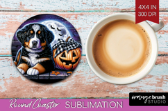 Bernese Mountain Dog Round Coaster Halloween Coaster PNG Product Image 1