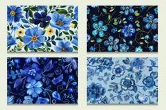 Blue Embroidery Flowers Cutting Boards sublimation Design Product Image 2