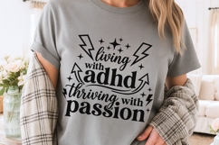 Living With Adhd Thriving With Passion Svg, Adhd Support Svg Product Image 3