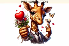 Valentine Giraffe PNG, Watercolor Design for Crafting Product Image 4