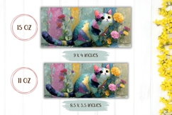 Cute Cat Mug Wrap, Floral Mug Design, Cat Sublimation Mug Product Image 2