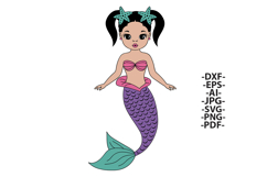 Mermaid Girl SVG PNG DXF Glitter Tail Clipart for Cricut Product Image 1