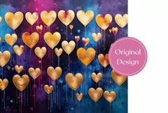 Golden Love Hearts Tumbler Sublimation, Valentine's Day PNG Product Image 2