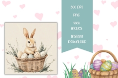 Watercolor Bunny Square Coasters, Easter Chick Coasters Product Image 2