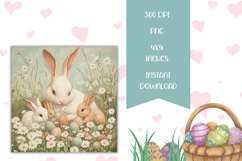 Easter Bunny Square Coasters, Vintage Easter Sublimation Product Image 2