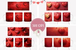 Red Hearts Mug Design, Valentine Mug Sublimation Designs Product Image 2