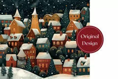 Christmas Tumbler Wrap Design, Christmas Village Tumbler PNG Product Image 2