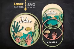 Fishes Baby Name Sign SVG laser cut file for Glowforge Product Image 2