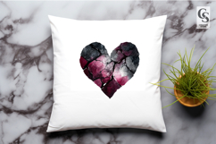 Dark Cracked Heart Watercolor Clipart Sublimation PNG Product Image 3