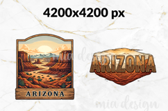 Arizona State PNG, Vintage Desert Sunset Sublimation Design Product Image 2