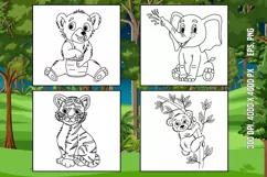 Cute Cartoon Baby Animals for Coloring Pages Product Image 1