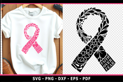 Faith over fear SVG, Cancer floral ribbon svg cut file Product Image 2
