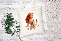 Pin Up Girl Illustration, Cartoon Tulips PNG, Cute Girl PNG Product Image 2