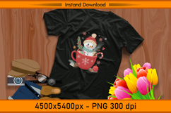 Cute Snowman in Hot Cocoa Mug Christmas Sublimation PNG Product Image 2