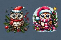 Cute Christmas Owls. PNG sublimation Product Image 2