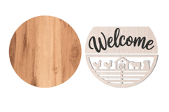 Farmhouse Welcome Sign SVG | Round Door Hanger Design Product Image 2