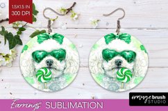 Bichon Frise St. Patricks Day Dog Round Earrings Dog PNG Product Image 1