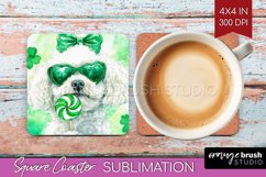 Bichon Frise St. Patricks Day Dog Square Coaster Dog Coaster Product Image 1