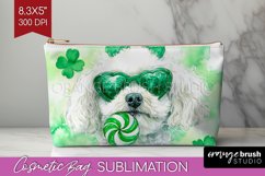 Bichon Frise St. Patricks Day Dog Cosmetic Bag Dog Makeup Product Image 1