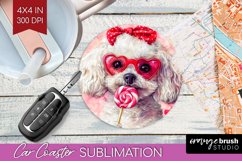 Bichon Frise Valentine Car Coaster Valentines Day Coaster Product Image 1