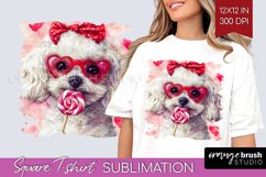 Bichon Frise Valentine Square Tshirt Background Valentines Product Image 1