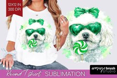 Bichon Frise St. Patricks Day Dog Round Tshirt Background Product Image 1
