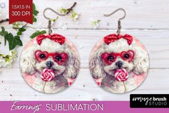 Bichon Frise Valentine Round Earrings Valentines Day PNG Product Image 1
