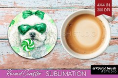 Bichon Frise St. Patricks Day Dog Round Coaster Dog Coaster Product Image 1