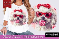 Bichon Frise Valentine Round Tshirt Background Valentines Product Image 1