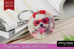 Bichon Frise Valentine Keychain PNG Valentines Day Keychain Product Image 1