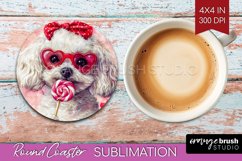 Bichon Frise Valentine Round Coaster Valentines Day Coaster Product Image 1